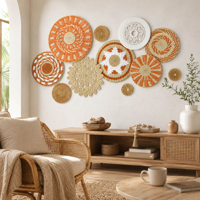 Boho Woven Wall Basket Decor Set of 11