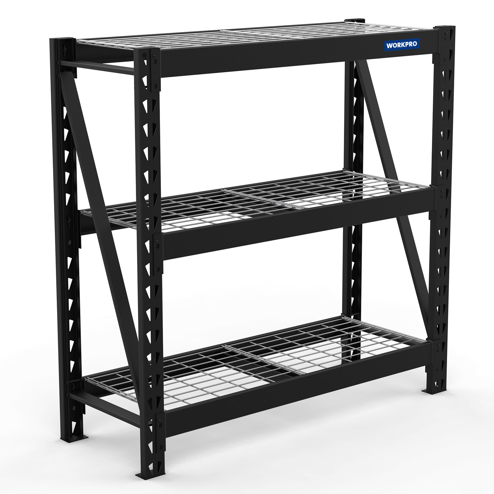 WORKPRO 3-Tier Garage Shelving Unit, Heavy Duty Metal Storage Rack, 50”W X  47”H X 18”D Height Adjustable, Industrial Shelving For Garage, Warehouse,  Shop, 5400 LBS Load Capacity & Reviews