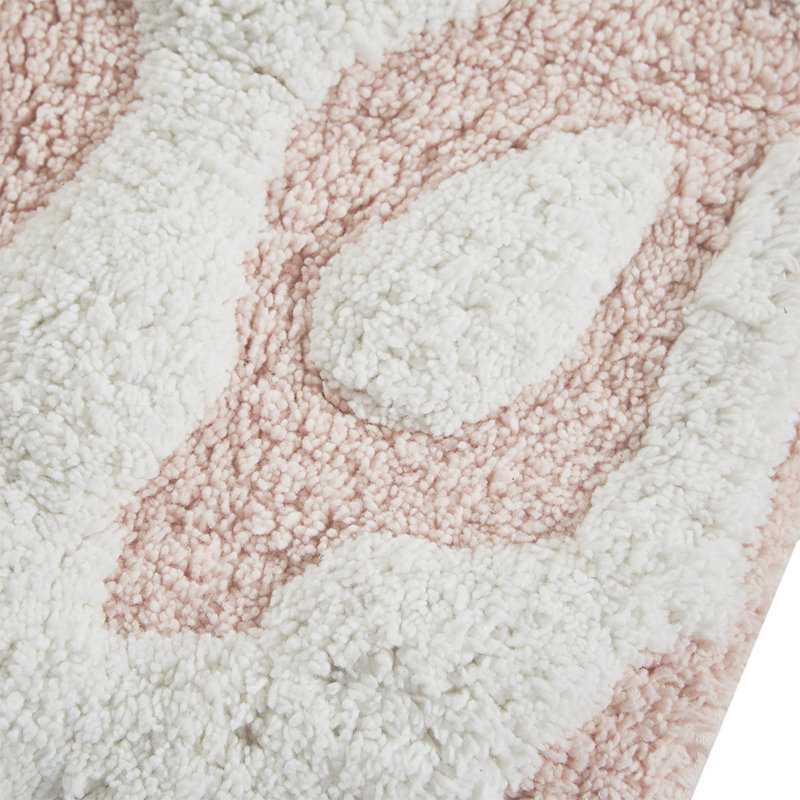 Tapis de bain en coton touffeté Medallion, Rose