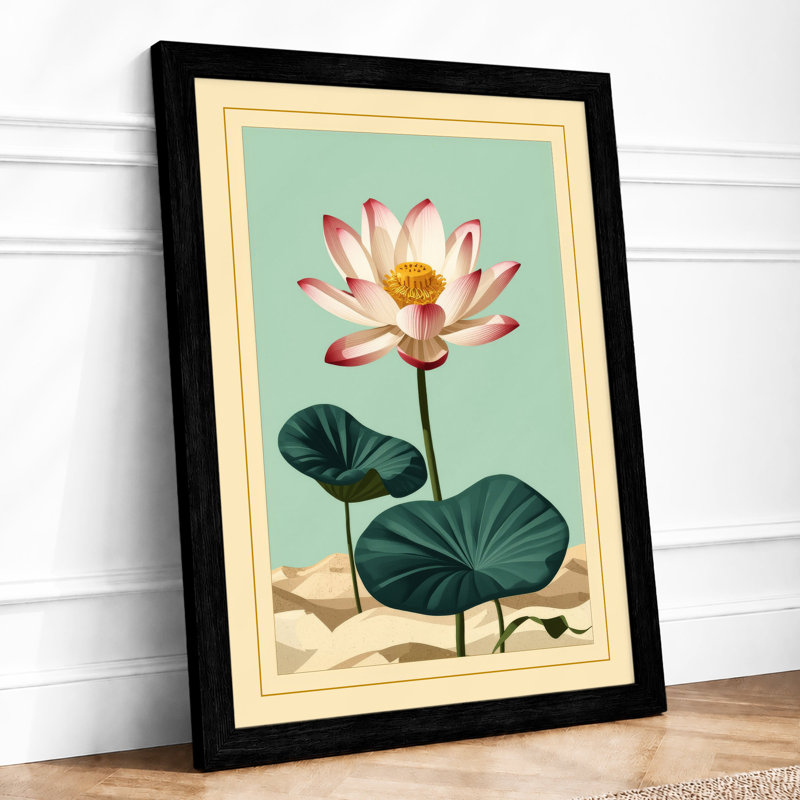 Water Lily Study Botanical - Framed Print, A1 - 84.1 x 59.4 cm, Black