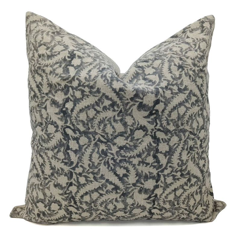 Hand block printed pillow cover perfect for boho interiors minimalist block printed cushion cover farmhouse style block print pillowcase (Black Forest)
