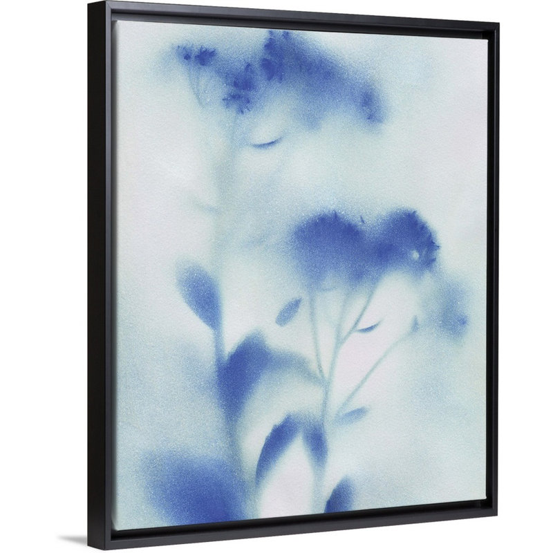 «Mist Meadow Flowers I», reproduction d'art sur toile, Cadre flottant noir, H 15,7 po x l 12,7 po x P 1,75 po