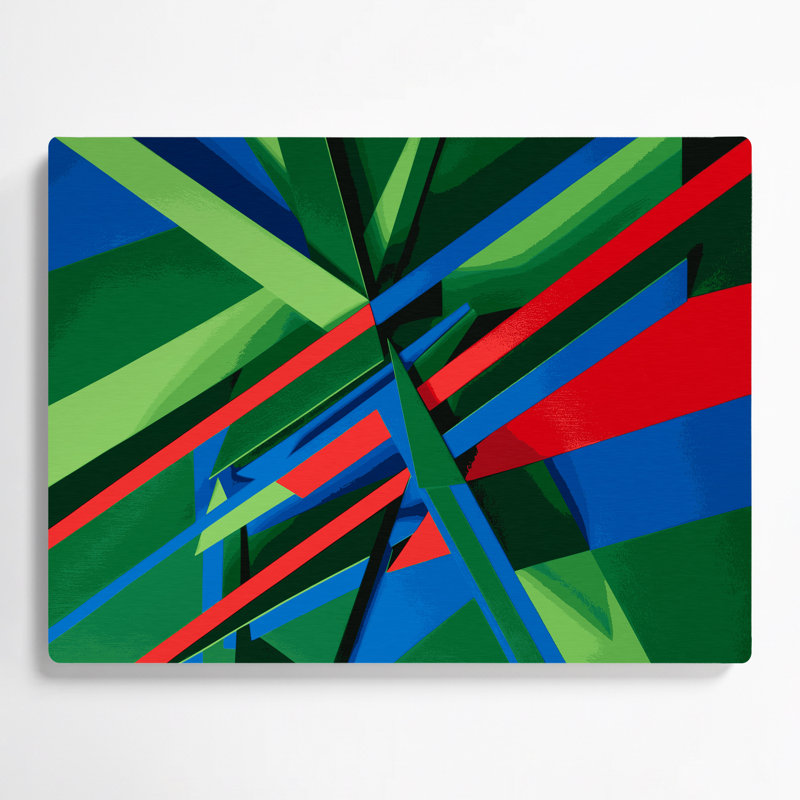 «Geometric Abstraction 19», art mural en métal vert, H 11 po x l 14 po