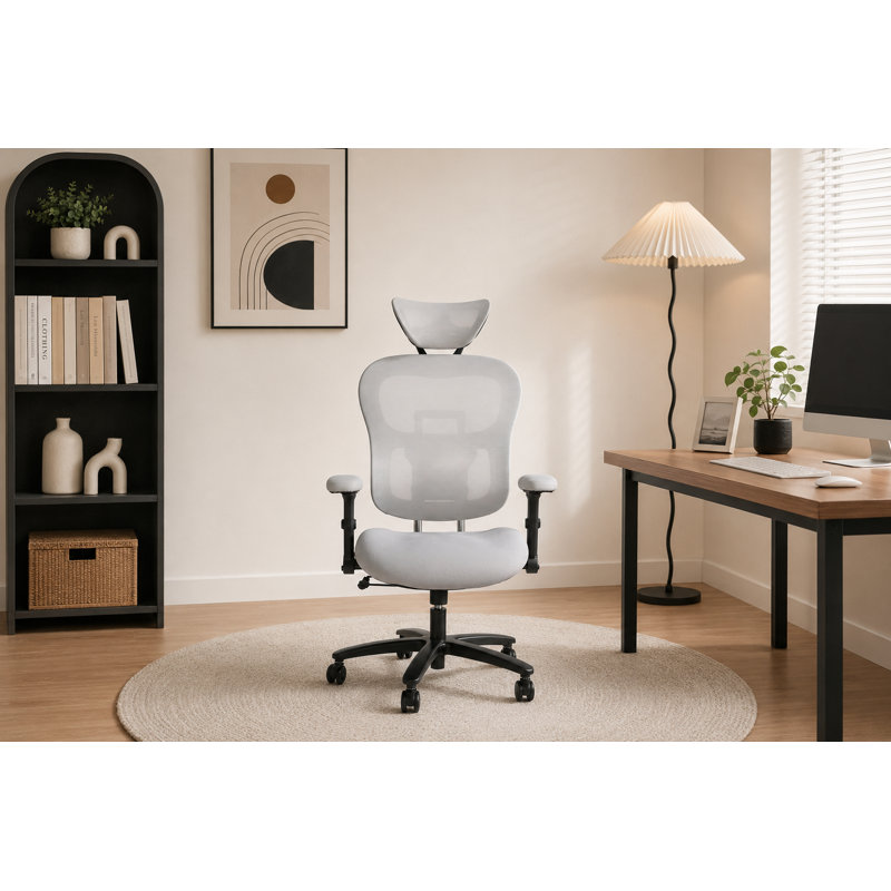 Extra-Large High-Back Mesh Office Chair: 500-lb Weight Capacity, Adaptive Lumbar Support, Adjustable Headrest and Backrest, with Flip-Up Armrests.