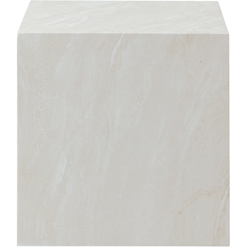 Piazza Geffrey Finished Concrete Indoor/Outdoor End Table, Off White