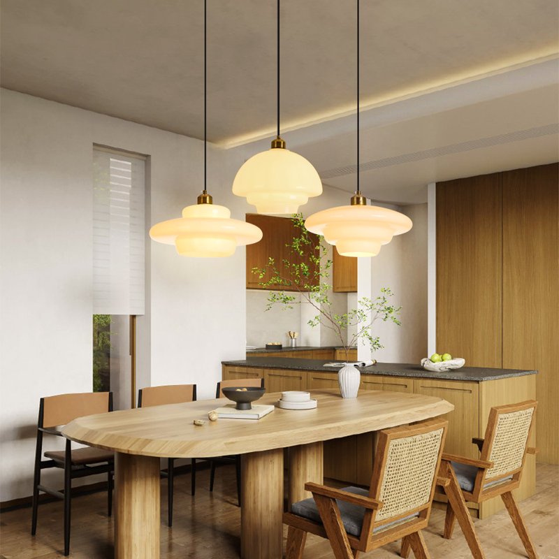 Luminaire suspendu à 1 lumière en verre de lait nordique