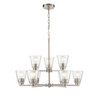 Lustre 9 lumières 28,5 "Swanson - Nickel brossé