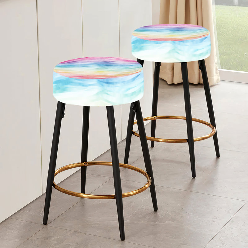 Ensemble de 2 tabourets de bar géométriques multicolores