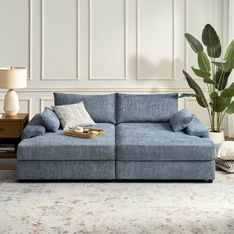 Tychon 87" Upholstered Square Arm Deep Seating Sleeper Sofa