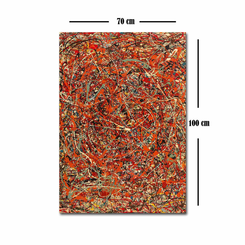 Peinture décorative sur toile «The Fury» par Jackson Pollock, 27,6 po x 39,4 po | 100% toile de suède, cadre 100% bois (épaisseur: 1,2 po) | Superbe pièce d'art pour la décoration intérieure et les amateurs d'art