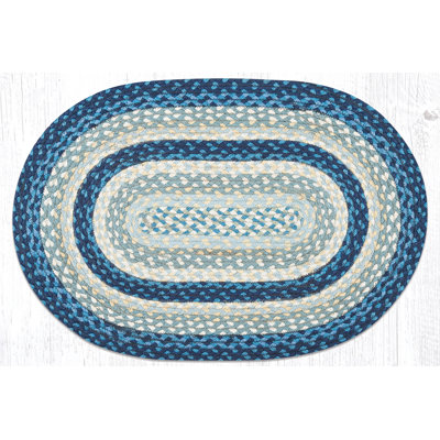 Tapis de zone tressée bleu/taupe/ivoire aéré