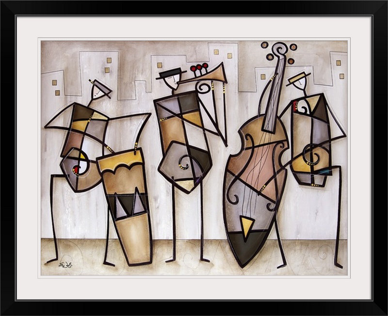 Malveaux Urban Trio par Eric Waugh - impression, H 31 po x l 38 po, Impression encadrée, Noir