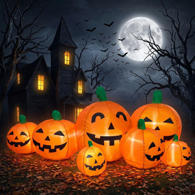 Décoration gonflable d'Halloween de 2,3 m (7,5 pi) représentant un champ de citrouilles avec lumières DEL pour jardin extérieur