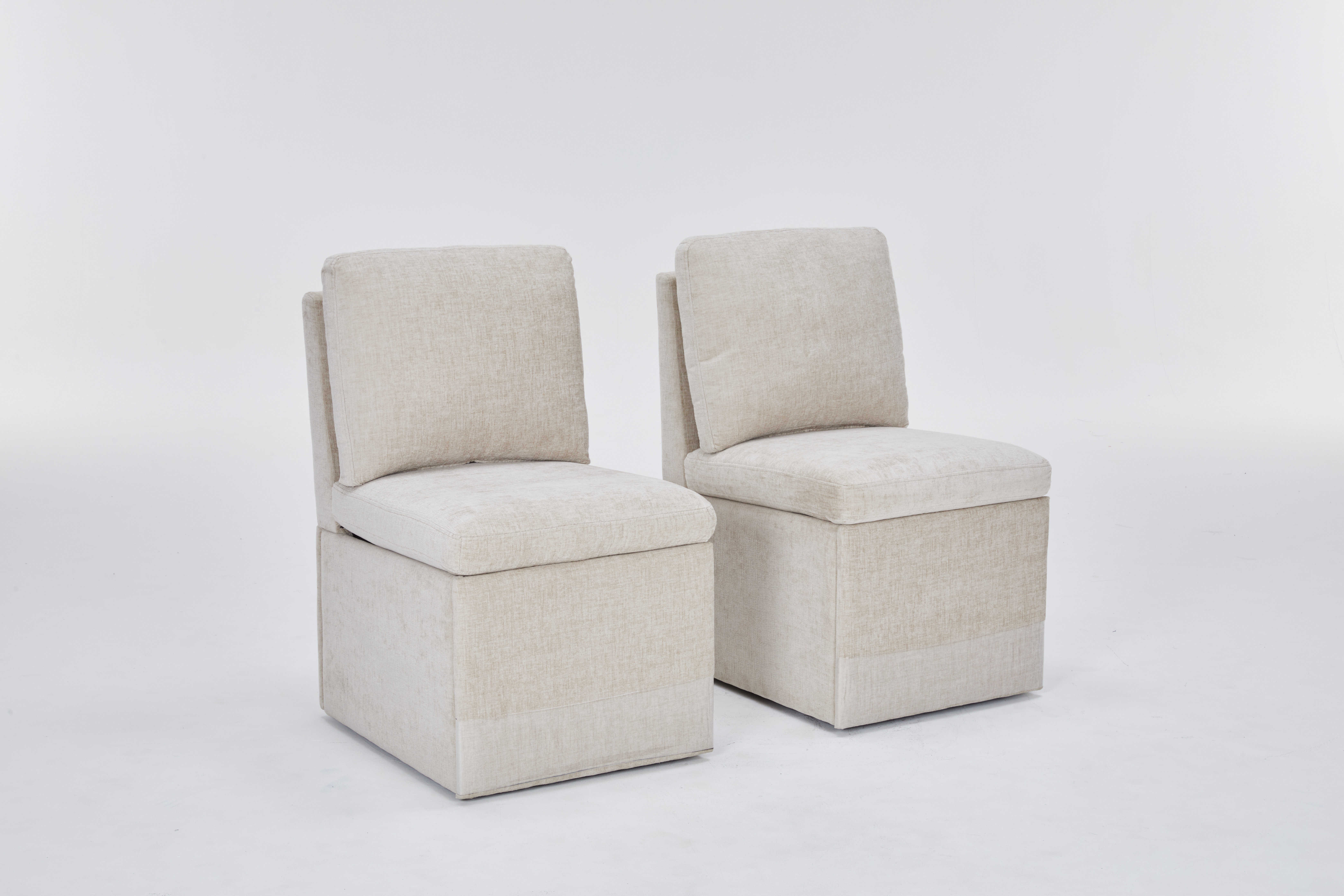 Latitude Run® Set of 2 Linen Upholstered Armless Dining Chairs with ...