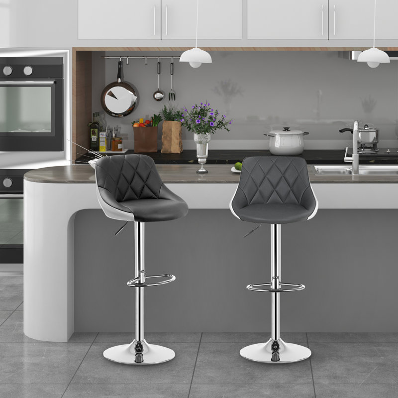 Dequay Swivel Bar Stool, Grey/White