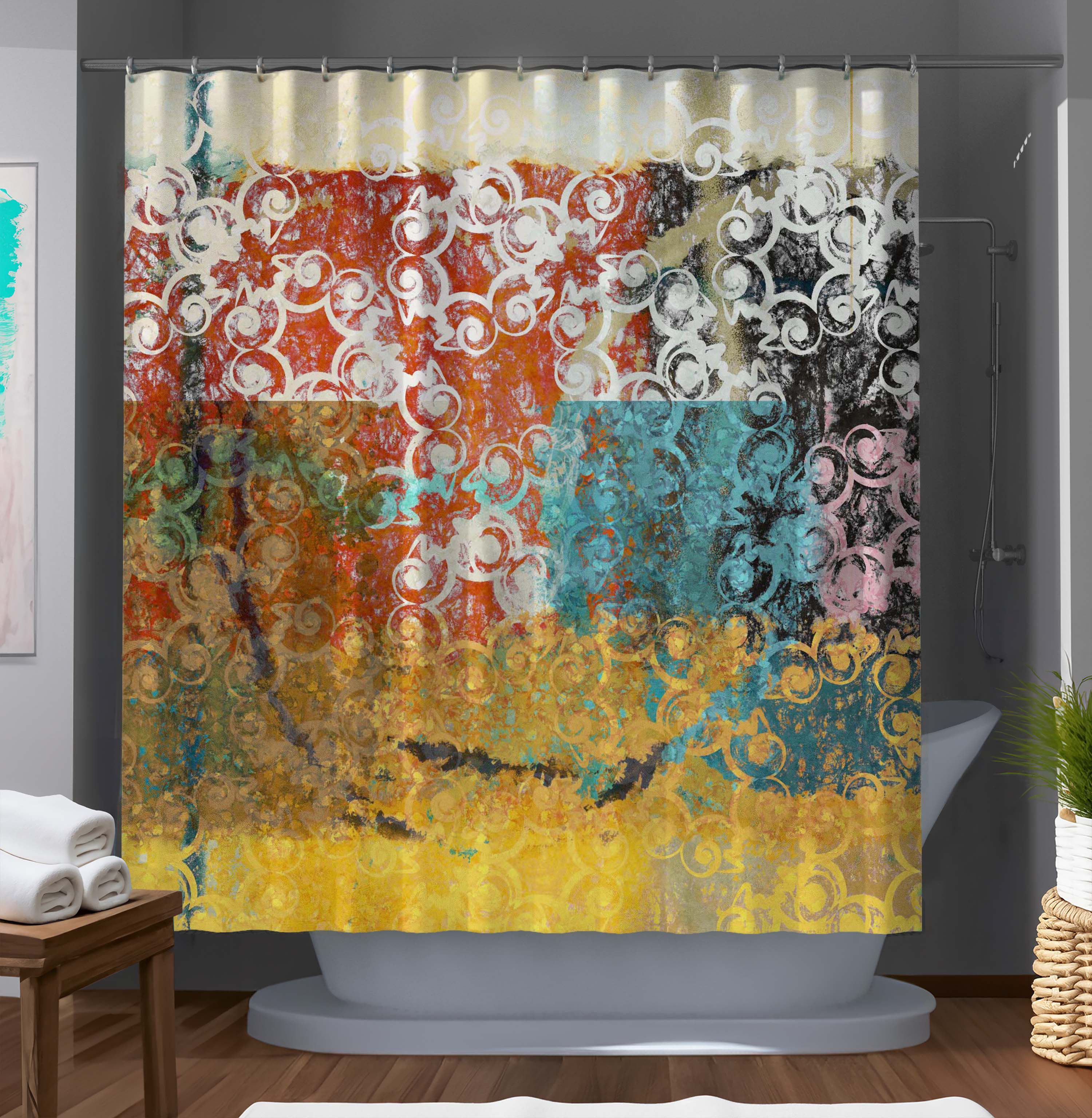 East Urban Home Bethezel Abstract Shower Curtain | Wayfair