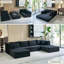 Canapé-lit modulaire de 140 po, canapé convertible en U en forme de U, tissu en velours côtelé, mousse à haute densité, sans assemblage requis, noir-129239685