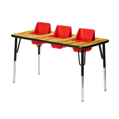 Laminate Adjustable Rectangle 3 Students Activity Table & Chairs
