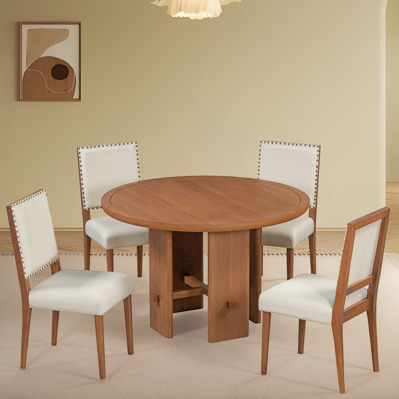 Ensemble de table de salle à manger 5 pièces Rustic Elegance - Table en bois massif avec chaises rembourrées confortables