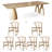 6 - Person Burlywood Rectangular Solid Wood Dining Table Set-1703826561
