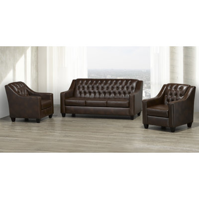 Ensemble de salon en cuir véritable 3 pièces Debolt