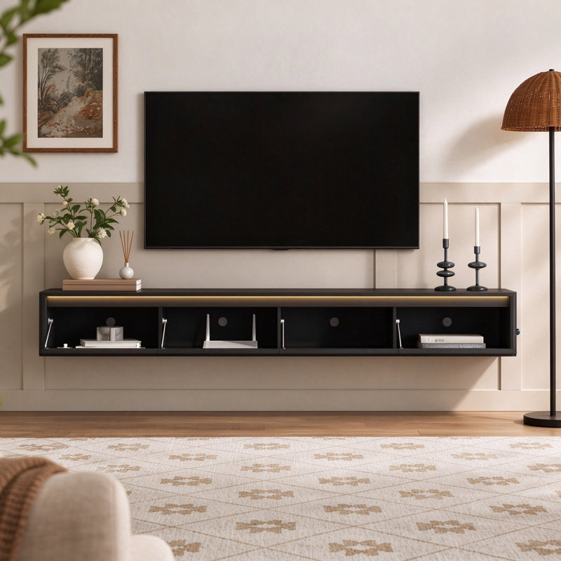 Meuble télé 72,8 po Mid Century, Black
