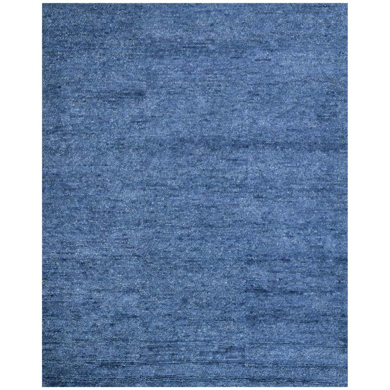 Tapis bleu marine marocain de haute qualité noué à la main