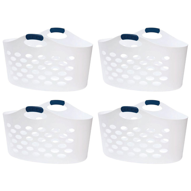 Rubbermaid 4 Pack 1.5 Capacity Flex N Carry Portable Flexible Laundry Basket