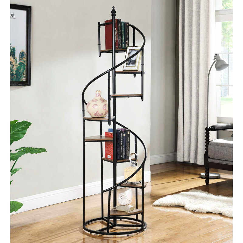 Bibliothèque rustique à 8 tablettes en brun et noir