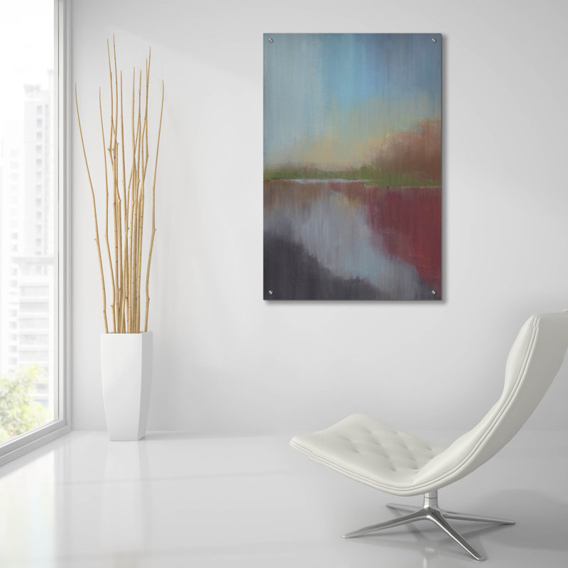 Art mural en verre épique «Canyon Mist 2» par Brittany Evans, 24 po x 36 po