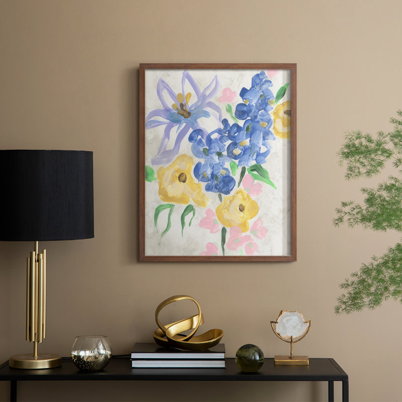 «Brush Blossoms II», reproduction encadrée - bois massif, H 21 po x l 17 po, Noyer