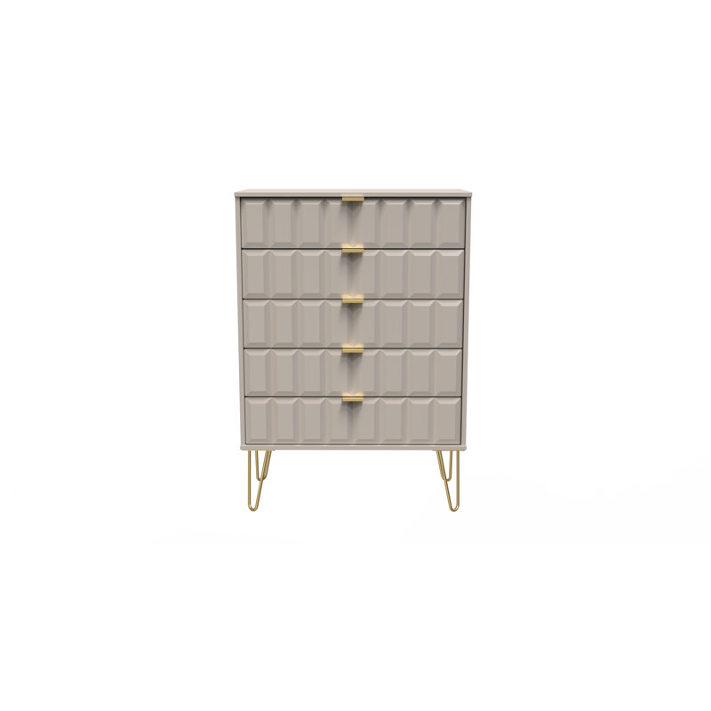 Fully Assembled Aliannah 5 - Drawer Chest of Drawers, Kashmir Matt