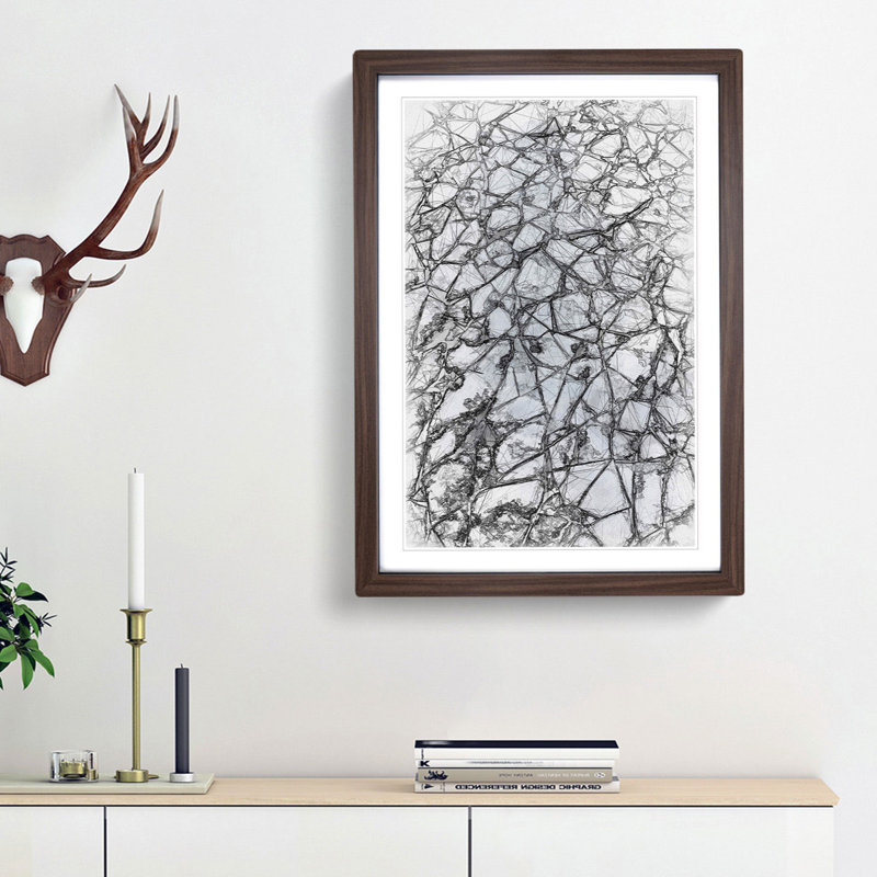 Cracked Ice in Abstract - Picture Frame Graphic Art Print, 65cm H x 48cm W x 2cm D, Walnut Framed
