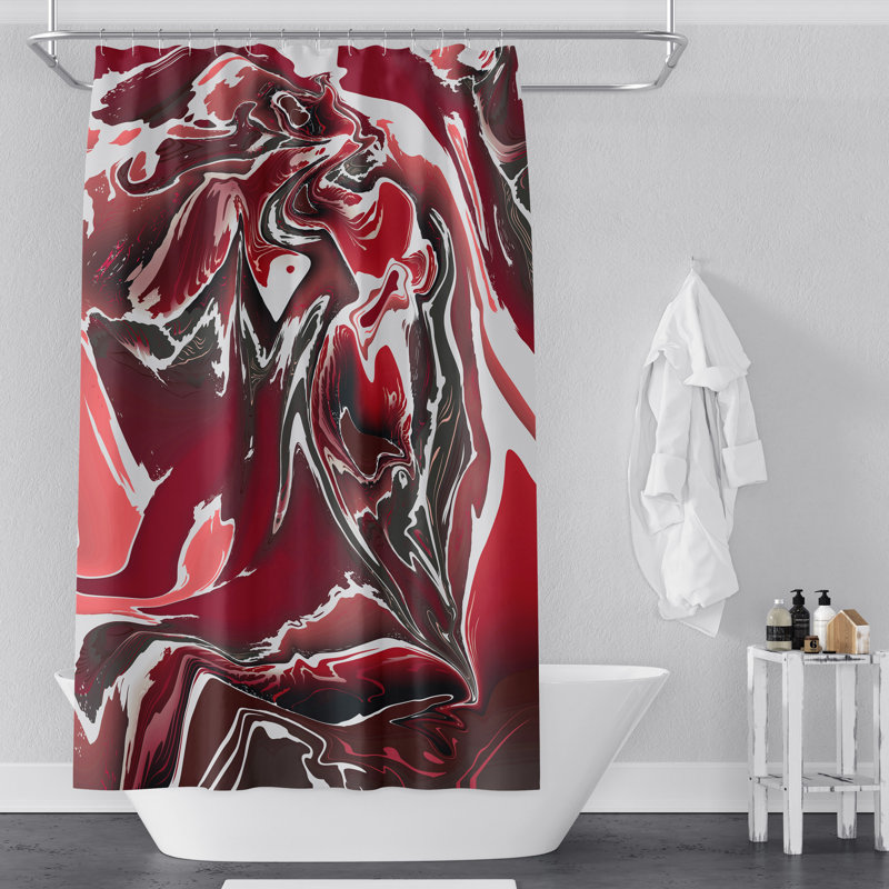Lissbeth Abstract Shower Curtain, 72" H x 70" W, Red
