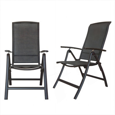 Ensemble de 2 chaises de patio pliantes durables avec dossier réglable et conception ergonomique