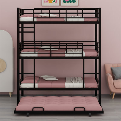 Metal Triple Bunk Bed With Trundle
