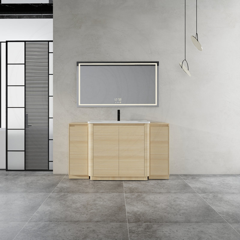 Meuble-lavabo autoportant de 60 po avec deux armoires de rangement