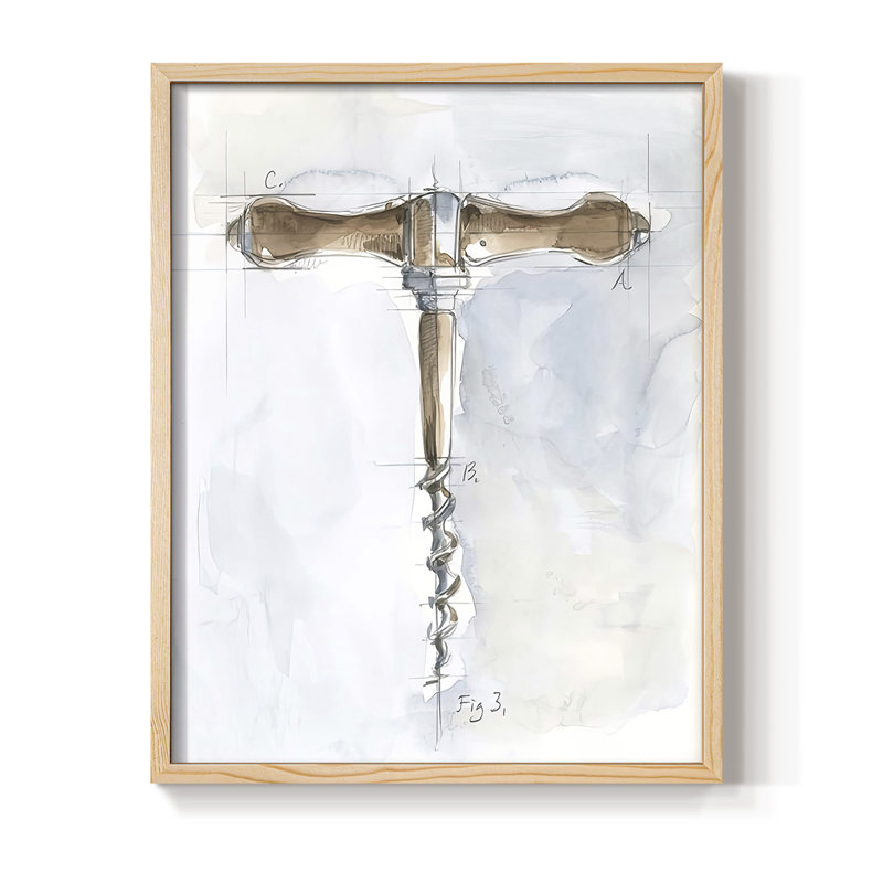 Tire-bouchon Variété III, reproduction encadrée - bois massif, Naturel, H 11 po x l 9 po