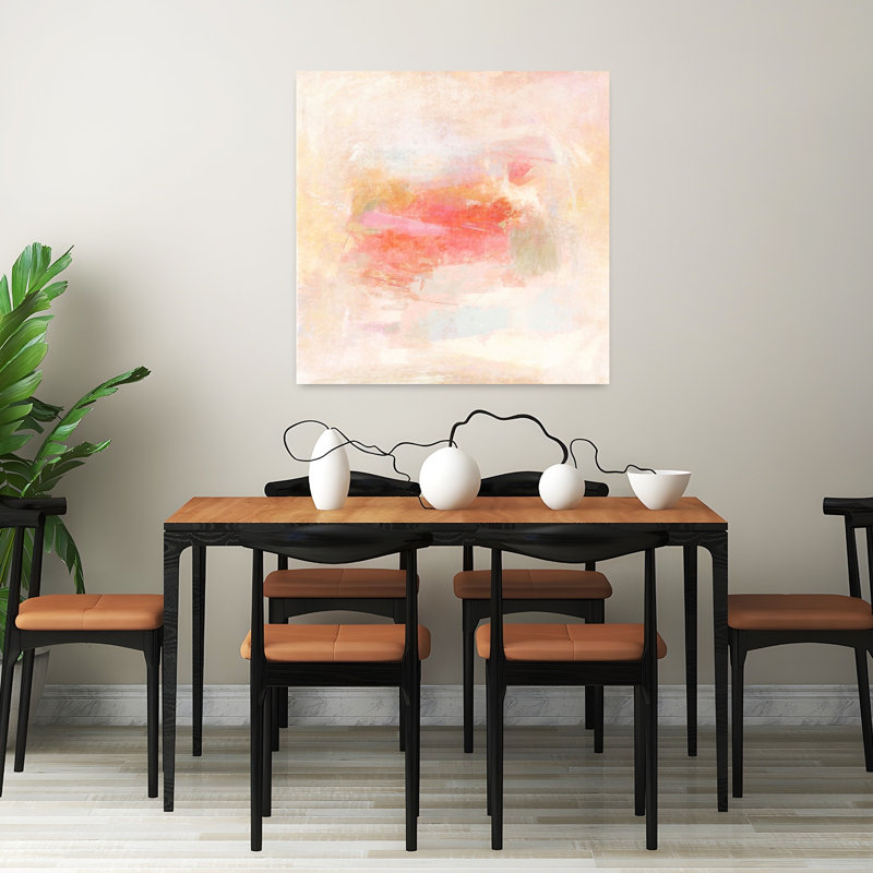 Art contemporain abstrait rosé, H 32 po x l 32 po