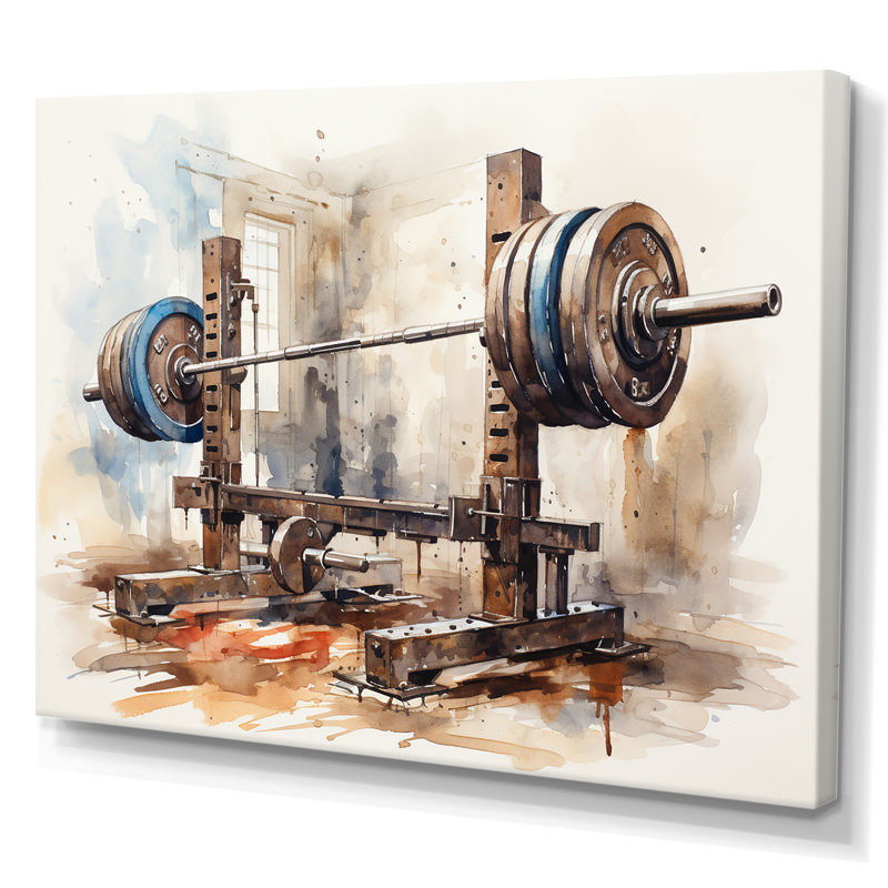 Haltérophile - Art mural haltérophile, H 34 po x l 44 po x P 1,5 po, Toile tendue