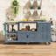 Îlot de cuisine 75,5 po avec évier, chariot-bar à roulettes avec rangement spacieux et conception modulaire-123126416
