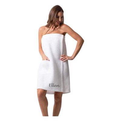 Personalized Spa Towel Wrap For Women- Soft & Absorbent Waffle Body Wrap- Custom Bath Wrap Towels With Embroidered Name