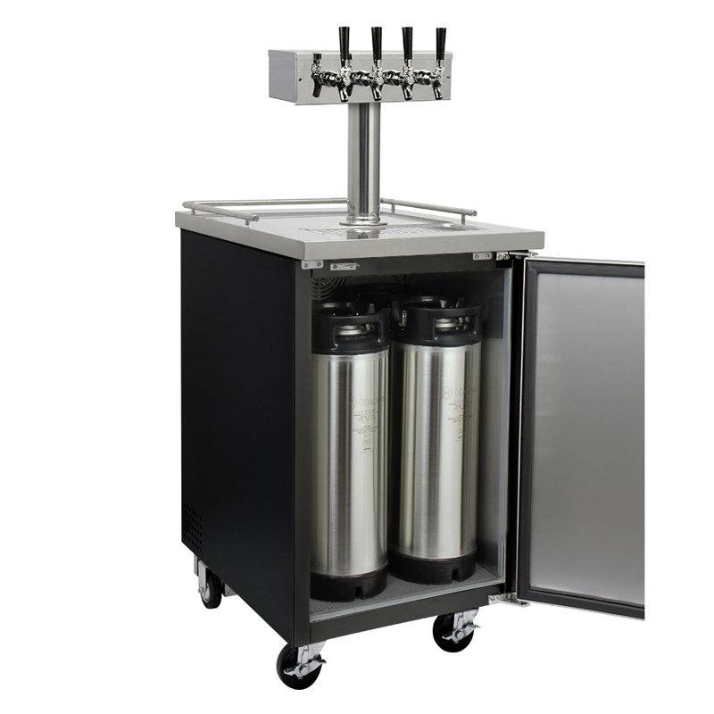 Kegco 8.2 cu. ft. Black Quadruple Tap Half Barrel (Full Size) and Mini Keg Freestanding Kegerator with Door Lock and Adjustable Temperature for Commercial Use