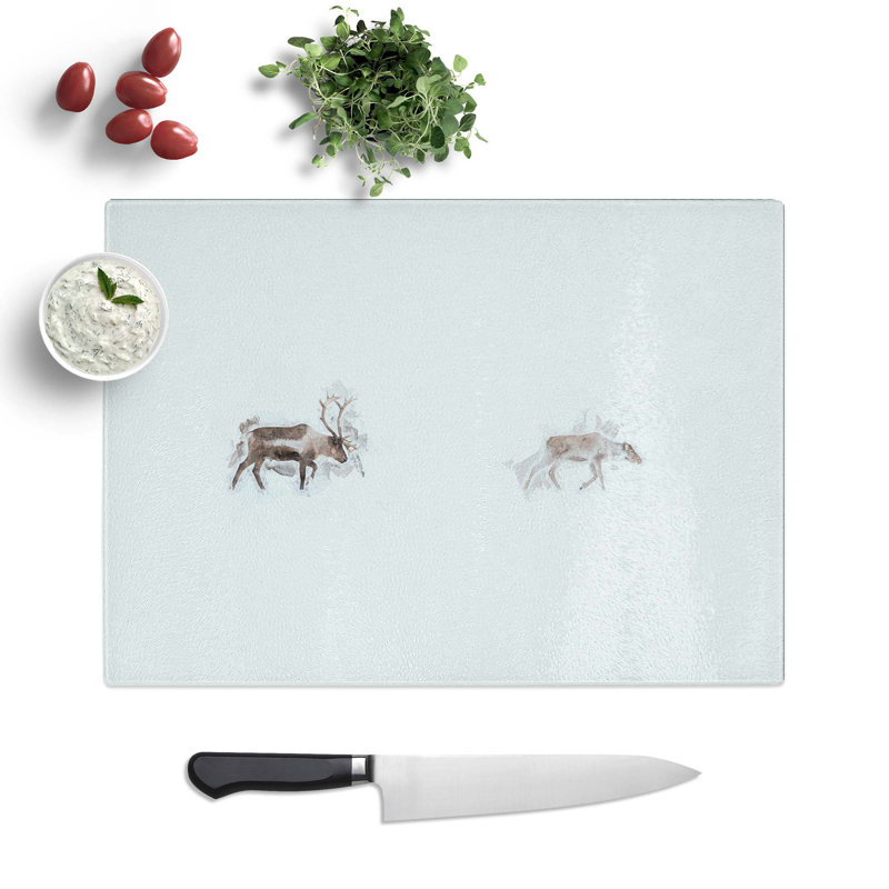Tempered Glass Deer Reindeer Chopping Board, 39 cm W x 28.5 cm L