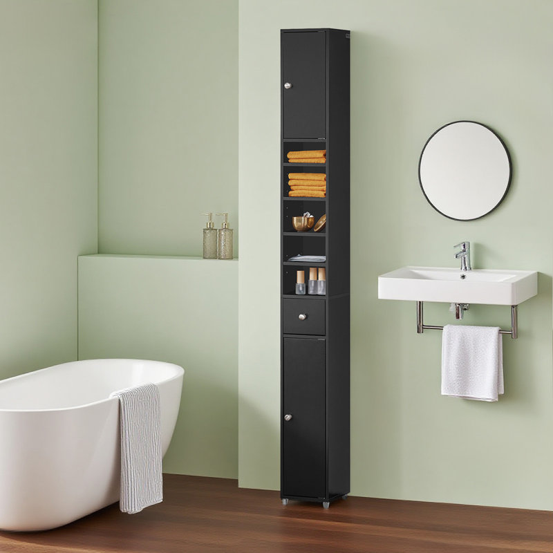 Munford Freestanding 20cm W Linen Cabinet, Black