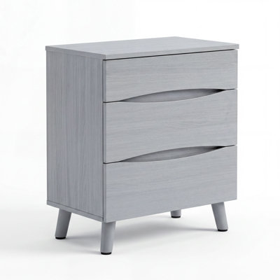 Nightstand with 3 Storage Drawers, 24 Inch Wide Bedside Table with Wooden Top for Bedroom, Space Saving Modern End Table for Living Room Office