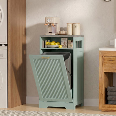 Armoire à ordures inclinable 13 gallons - Conception cannelée avec tablette de rangement ouverte