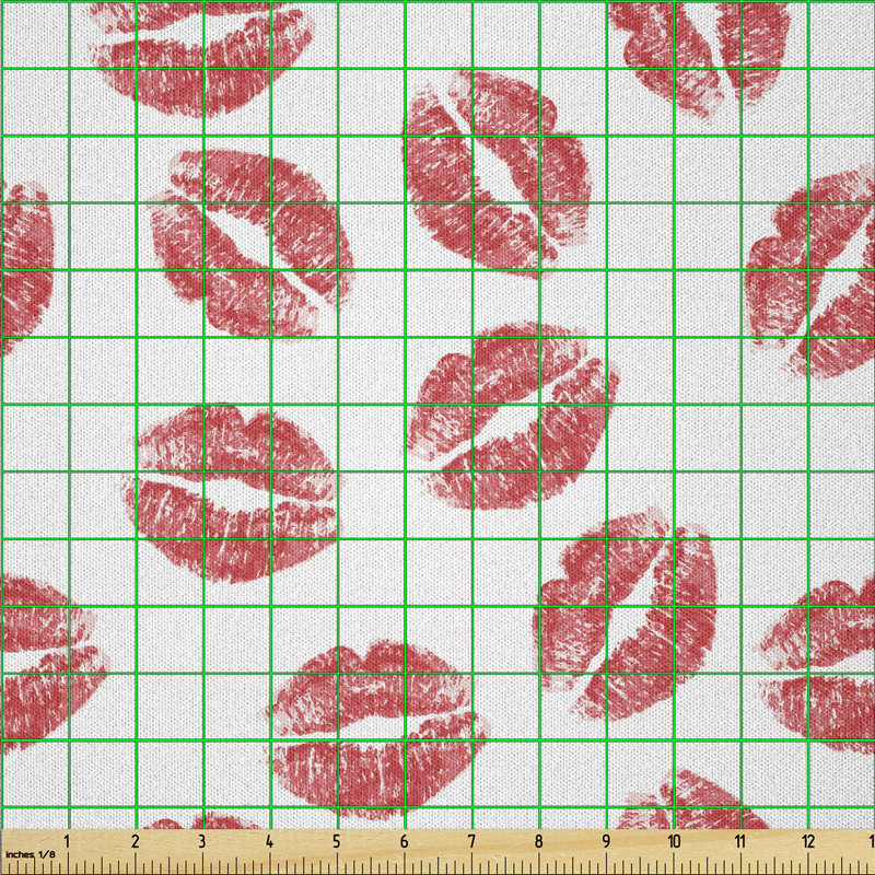 Bejou Lipstick Kiss Marks Woman Valentines Wedding Multi-Purpose Fabric