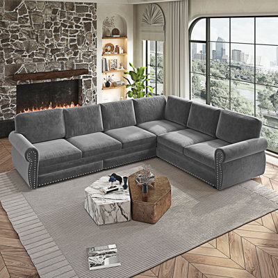 Upholstered Sectional Sofa Couch Convertible Sleeper Sofa