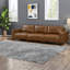 Canapé 3 places de luxe en similicuir brun de 284 cm (112 pouces), pieds en bois, style moderne pour salon